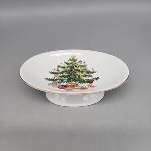 Christmas Tree Ceramic Bathroom Pedestal Soap Dish Japan, White Green